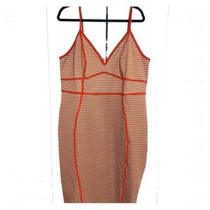 ORANGE AND BROWN MIDI DRESS. FASHION NOVA 2x